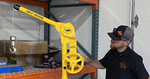 The Sky Hook range of portable cranes is manufactured by Syclone